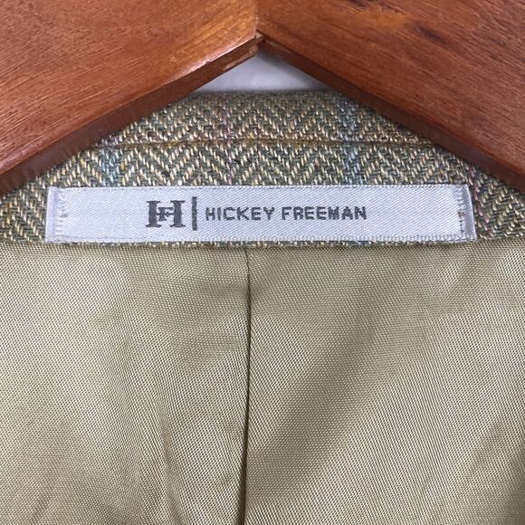 Hickey Freeman Ltd 100% Silk Plaid Chevron Two Button Sport Coat Men's 44 Long - Picture 10 of 15